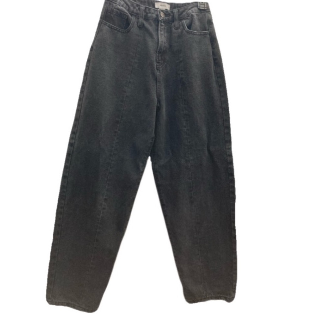 Black high waist straight leg baggy jeans - size 25 (xs)
